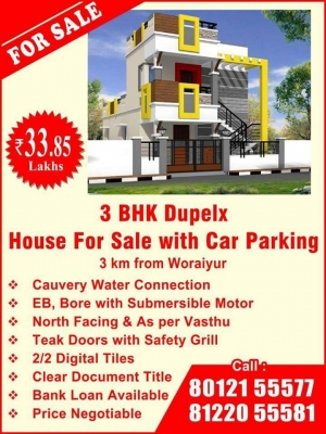 3 BHK Independent house/villa in Woraiyur Extension,Trichy